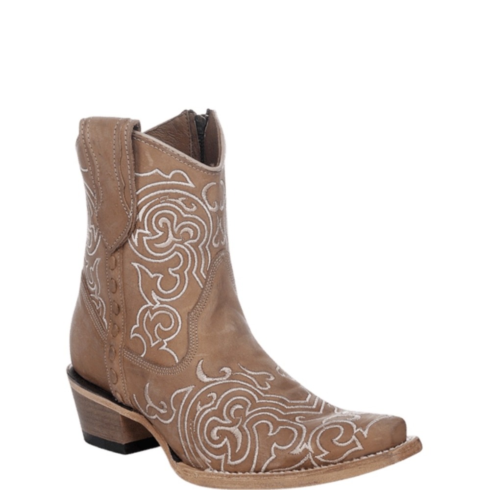 NEW Circle G by Corral Sand Tan Embroidered Leather Western Ankle Boots 7.5M